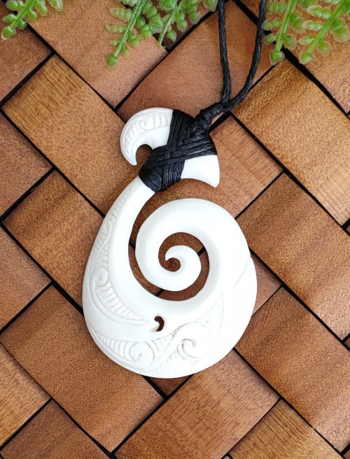Koru Hook Bone Carving Pendant #102 Main image