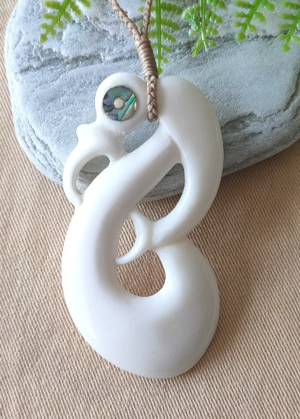 Manaia Bone Carving - 72mm - NZ Made by Alex Sands Main image