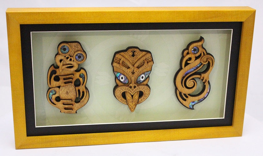 Tiki, the Wheku & the Manaia Framed Artwork