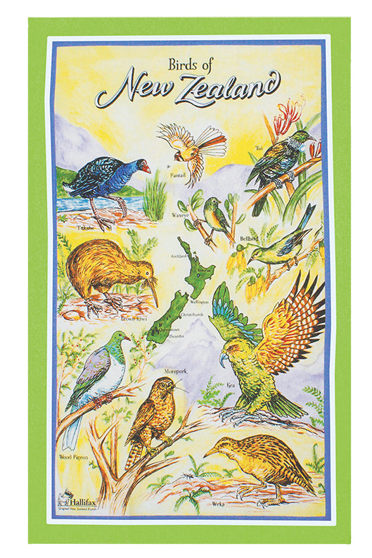 NZ Map And Birds Tea Towel Main image