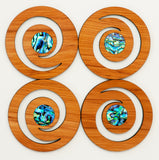 Rimu Wood and Paua Coaster Set of 4