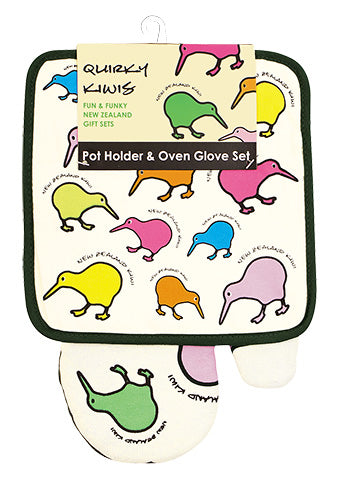 Pot Holder and Oven Glove Set - Kiwis