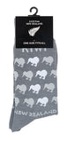Mens Long Sock - Grey Kiwis on Grey