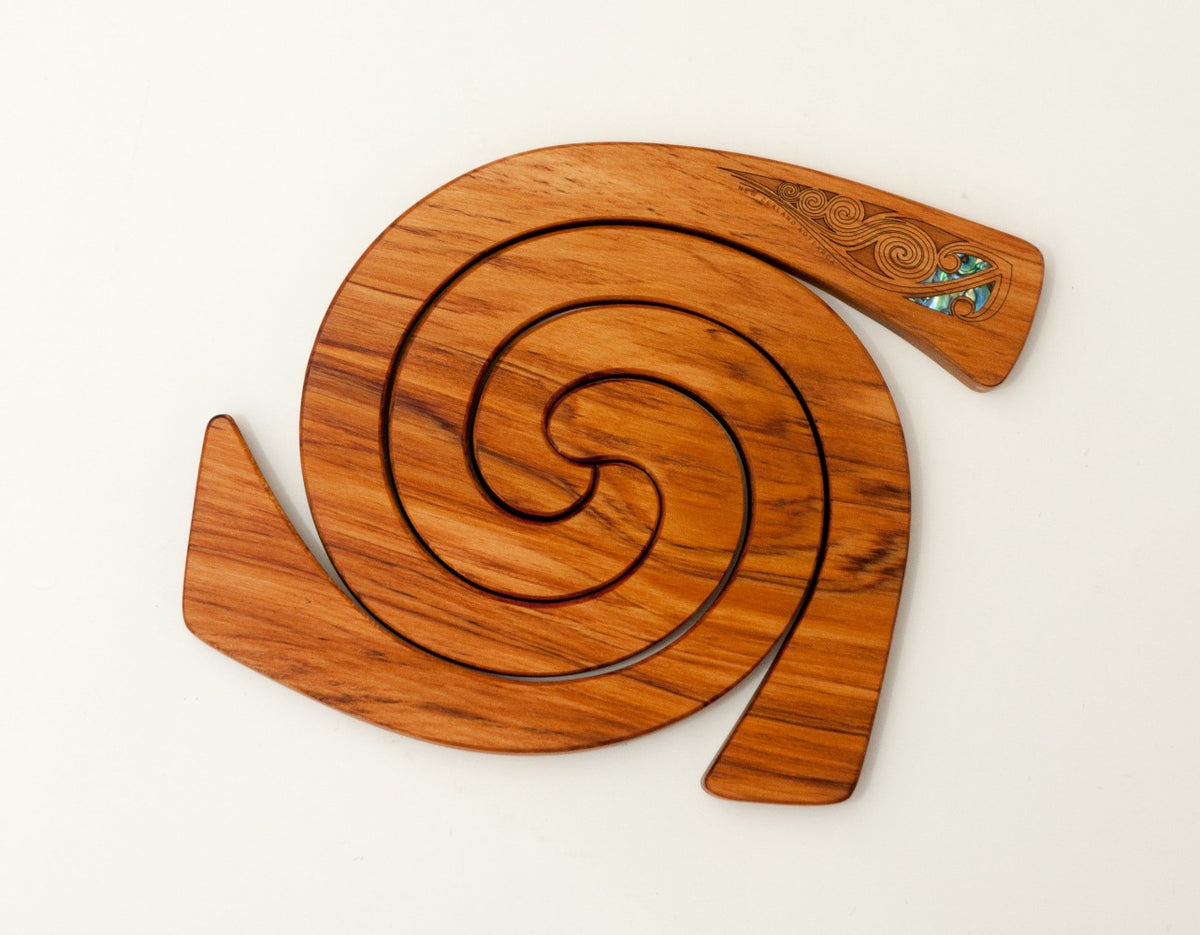 Rimu Wood 3 in 1 Tablemats with Paua Inlay - Native Design Main image