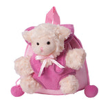 Kids Pink Backpack With Lamb Soft Toy