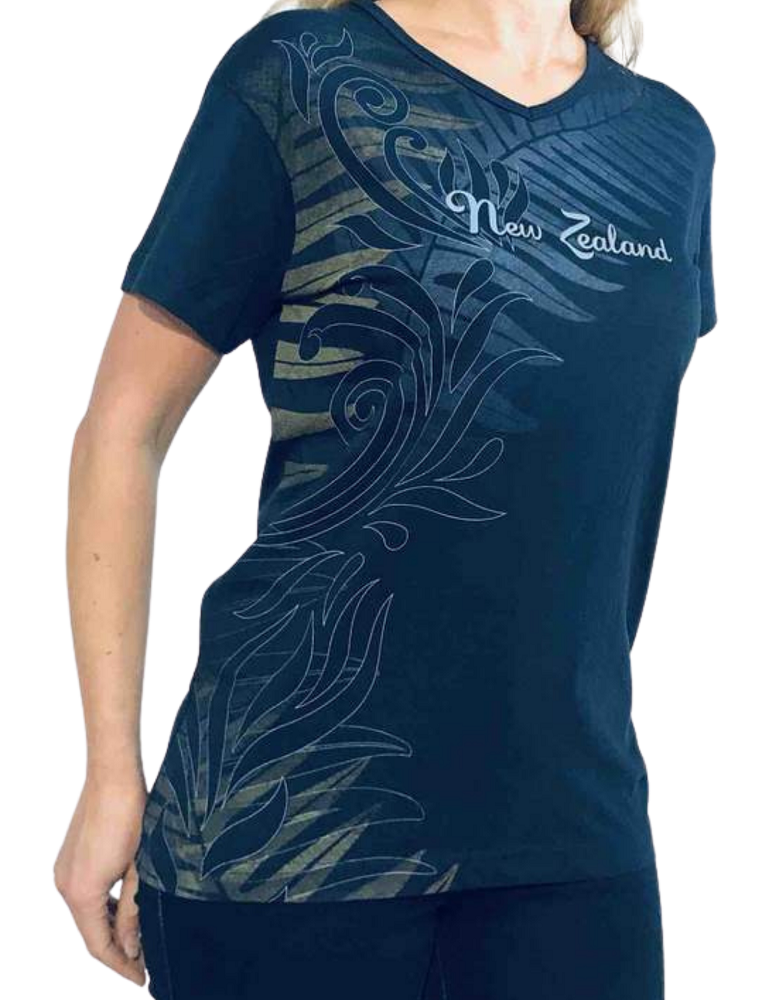 Ladies Fitted T-Shirt - Ferns & Koru Main image