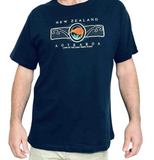 Mens Navy T-Shirt - Embroidered Kiwi Koru