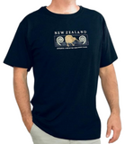 Mens Black T-Shirt - Embroidered Kiwi Fern