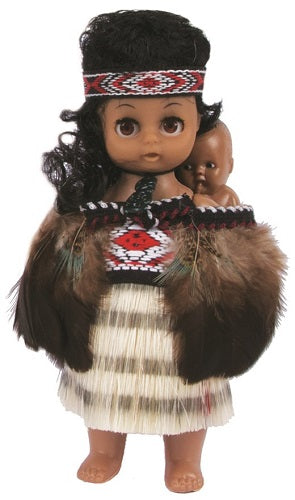 Wahine Maori Doll With Feather Cloak and Baby #27 Main image