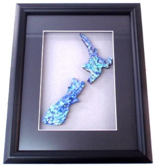 Large NZ Map Paua Framed Artwork - Small or Large Main image