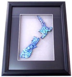 Large NZ Map Paua Framed Artwork - Small or Large