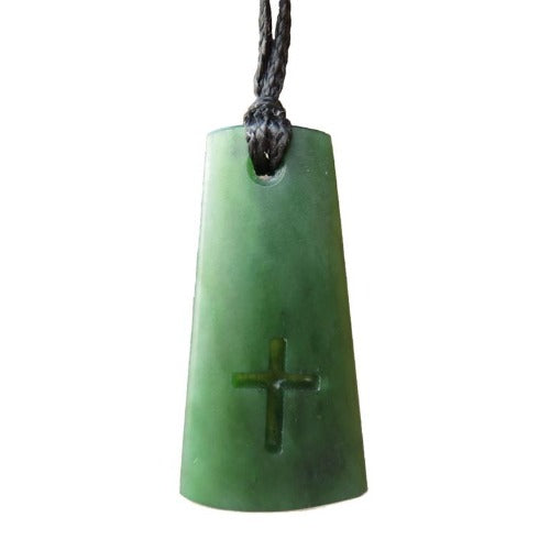 NZ Greenstone Adze with Cross Pendant*
