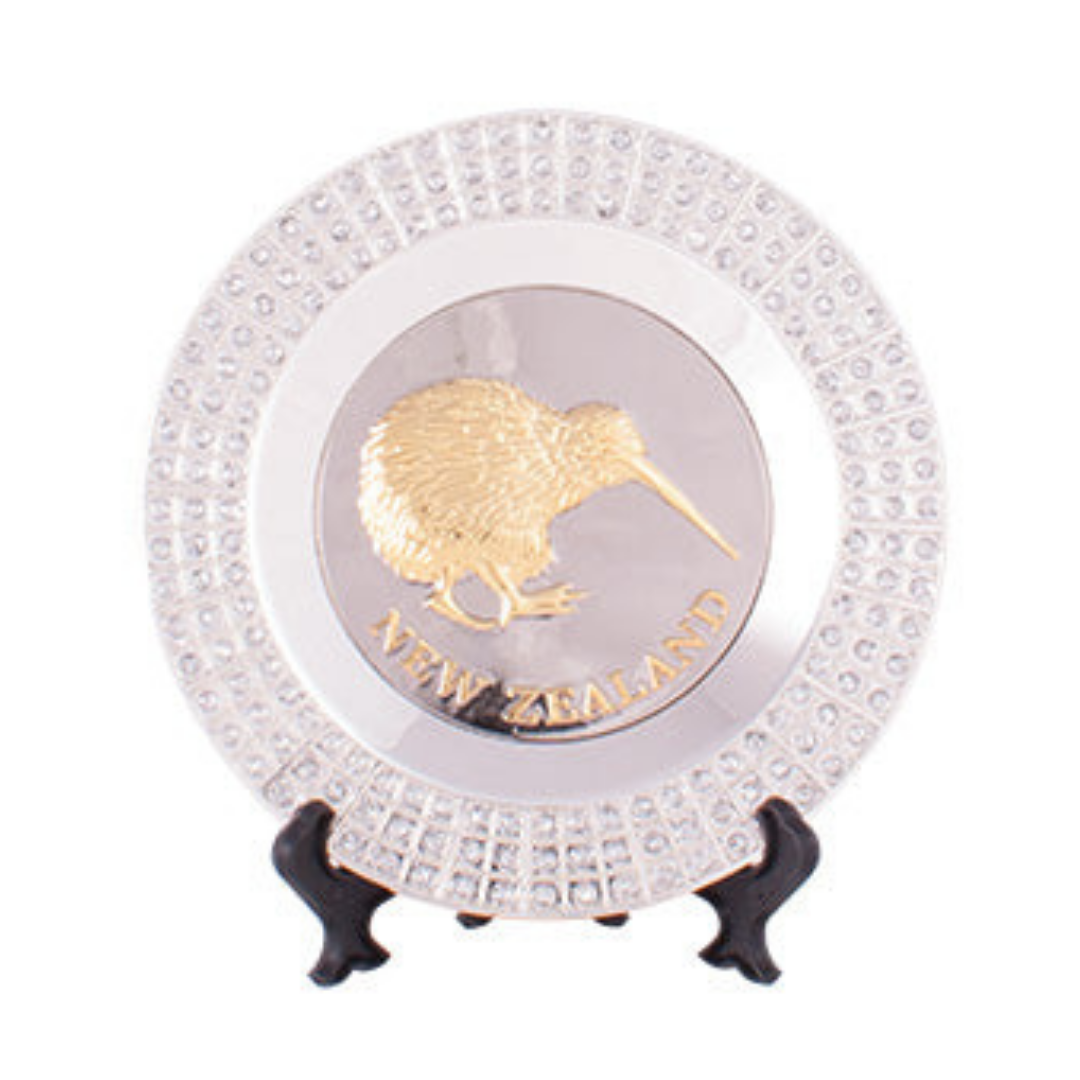 Small NZ Kiwi Silver Plate with Stand 11.2cm Main image
